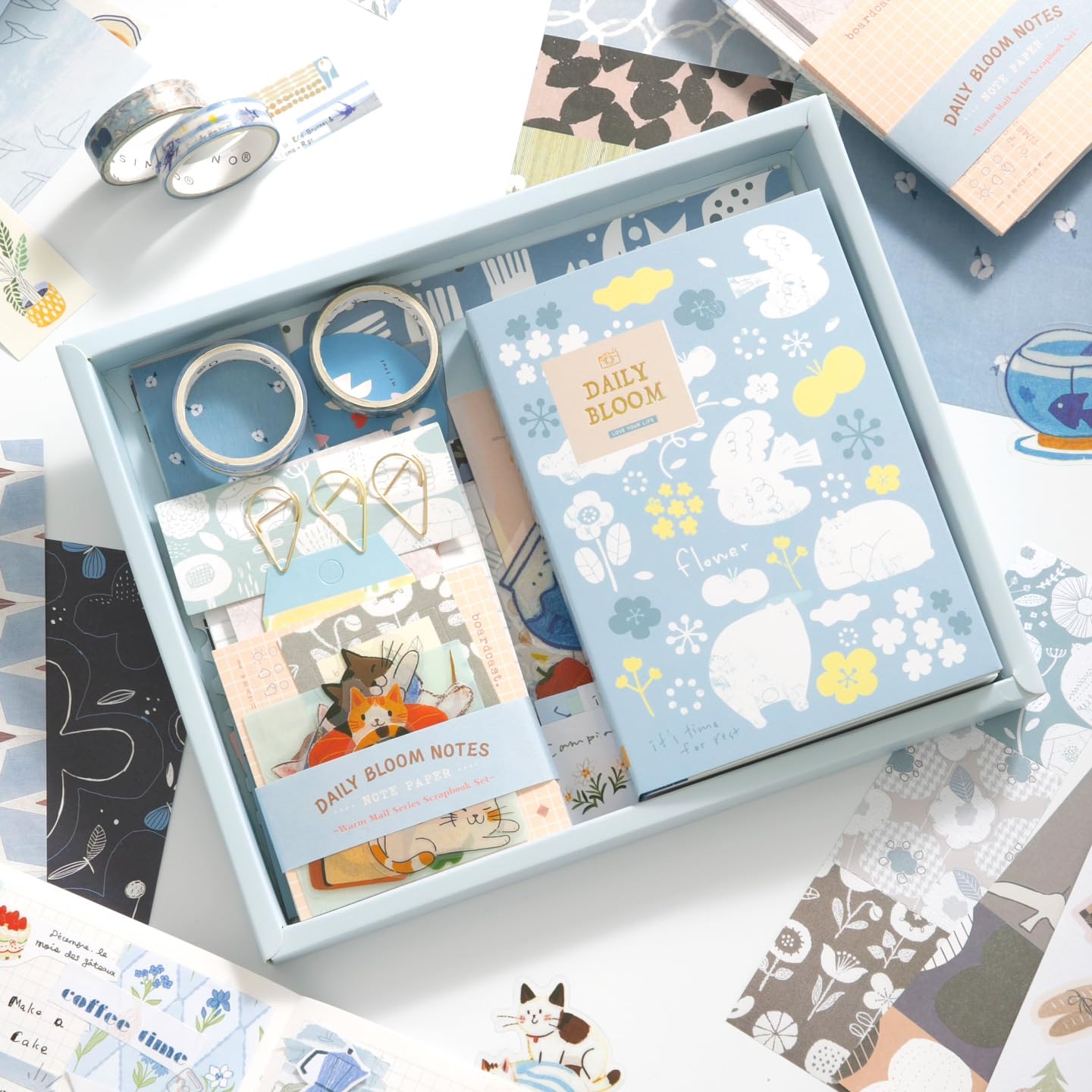 WEMOL Vintage Journal Scrapbook Pack Kit for Art Journaling Bullet, Planners DIY Paper Stickers, Craft Kits Notebook, Collage Album Aesthetic Sticker (Blue Sky)
