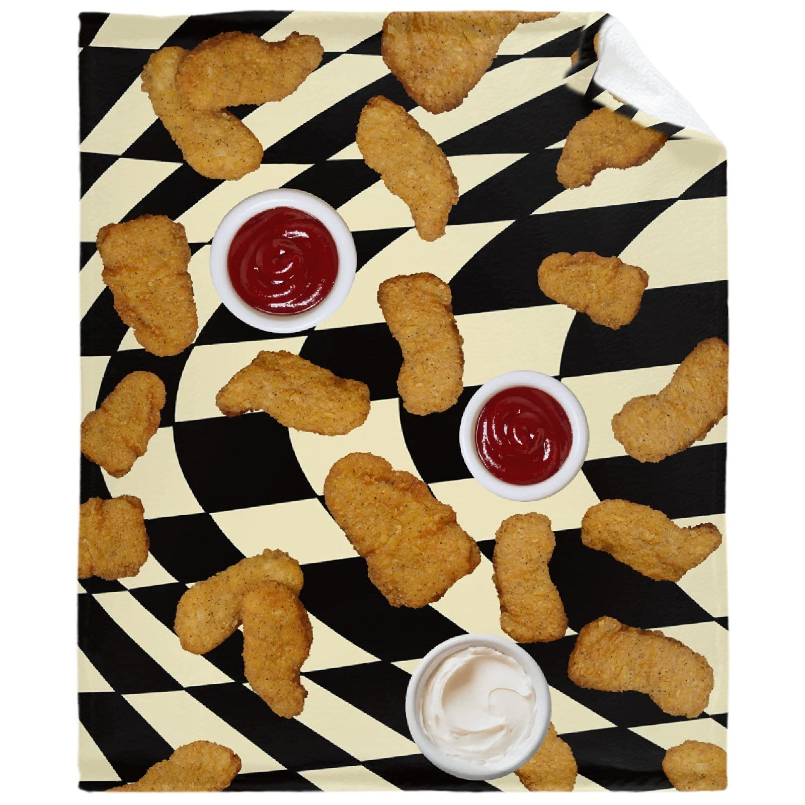NGGBBDYGB Fried Chicken Nuggets Retro Plaid Collage Ulta Soft Fleece Flannel Blankets Birthday Halloween Throw Blanket Bedding Outdoor Cover for Picnic Couch X-Small 40"x30"（Toddler） Pet