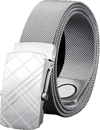 Metal Magnetic Belt for Men, Stainless Steel Braided Non-leather Mens Belts with Fashion Automatic Buckle