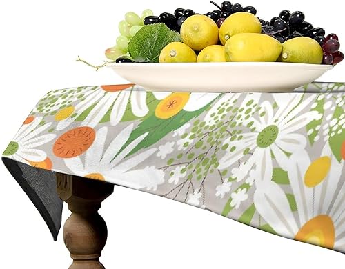 Miniatura 786 de Mantel floral hippie, diseño retro de los años 70, naranja, rosa, azul, floral, bohemio, estampado estético de margaritas, para fiesta, picnic