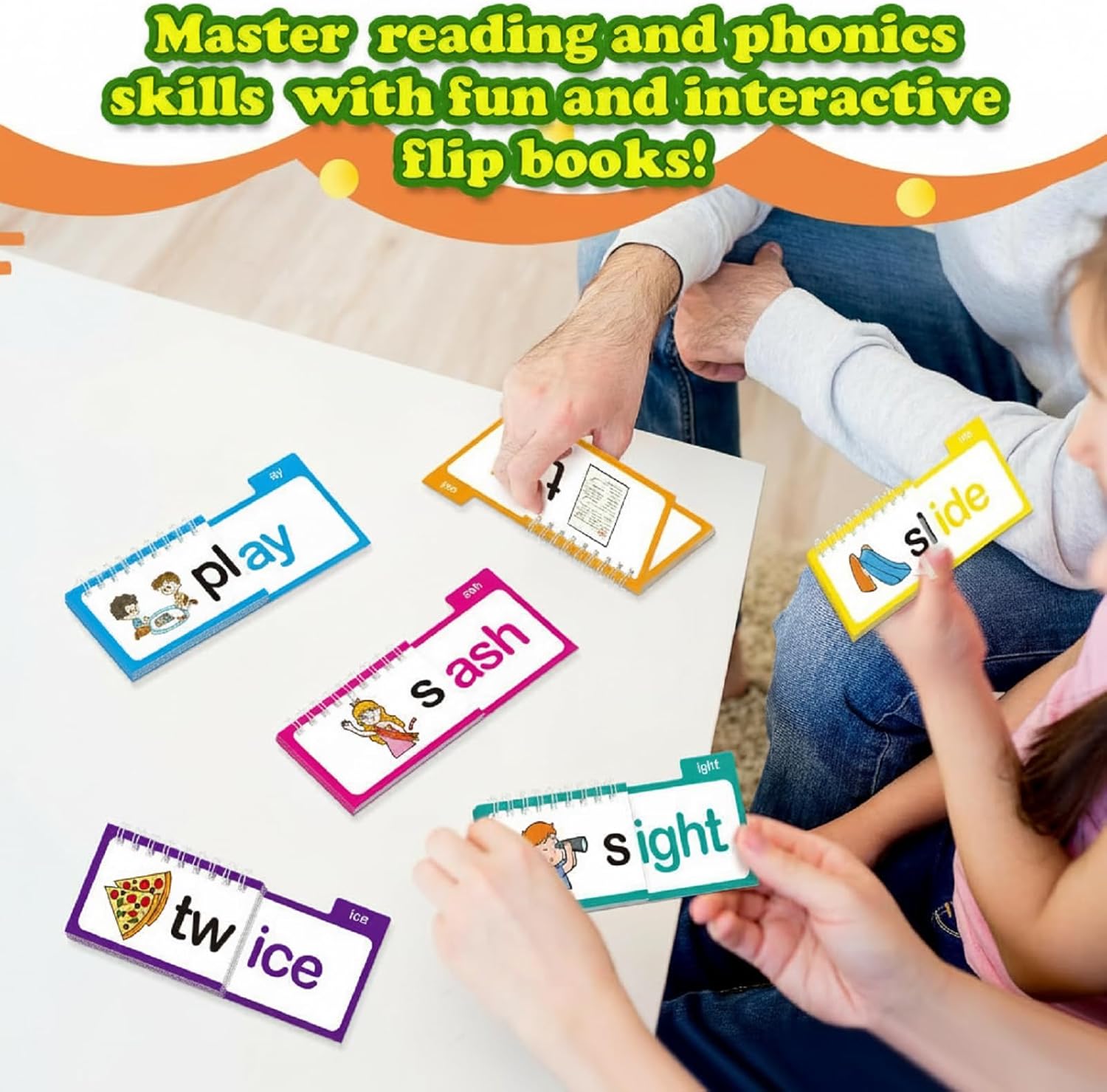 Word Family Build Book, 30 Read and Rhyme Flip Books, Sight Words Phonics Flash Cards, Learn to Read Classroom Homeschool Preschool Learning Activity