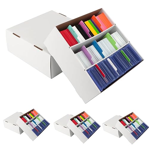 AOBOPLE Trading Card Storage Box, 9360+ Trading Card Storage Box with 48 Colorful Dividers&Tapes,Trading Card Organizer for Soccer Basketball Trading Gaming Sports Cards Collecting - 3 Row