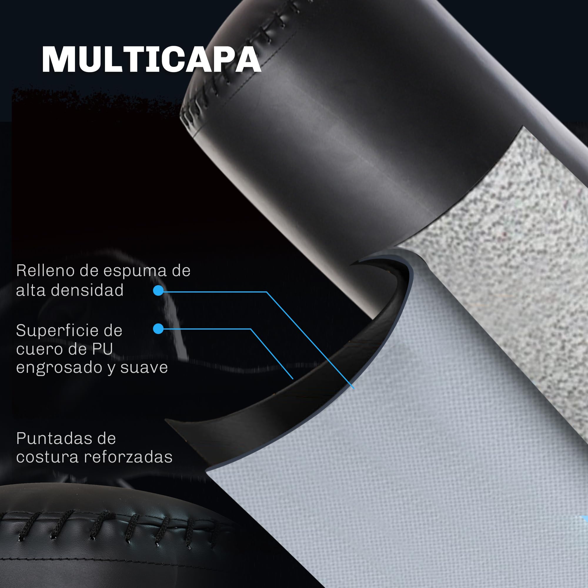 HOMCOM Saco de Boxeo de Pie Altura Regulable para Adultos 170cm Negro