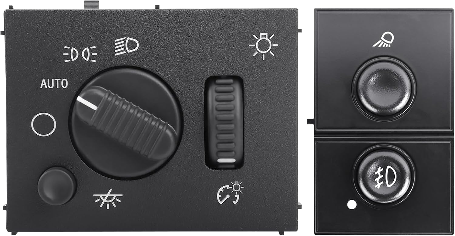Headlight Switch & Fog Light Switch Fit for 2003-2007 Chevy Silverado Suburban Tahoe Avalanche, GMC Sierra Yukon Cadillac Escalade, Headlamp Fog Lamp Dimmer Switch, 19381535 15143597