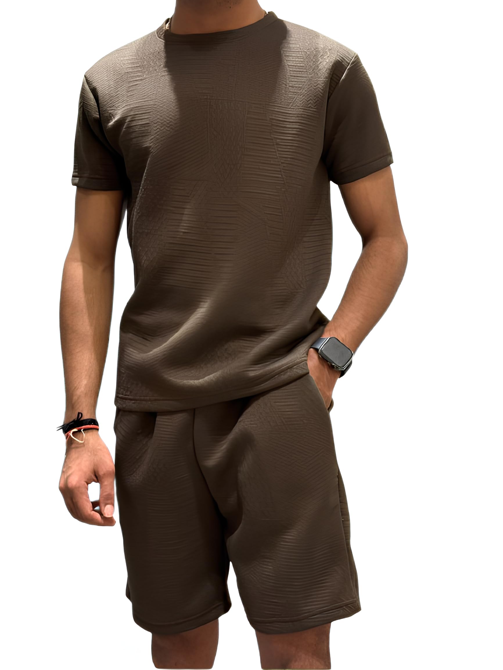 pandasoft Men's co-ord Set || Stylish Round Neck T-Shirt and Shorts || Casual Night Suit Wear Set for Man-picture-30