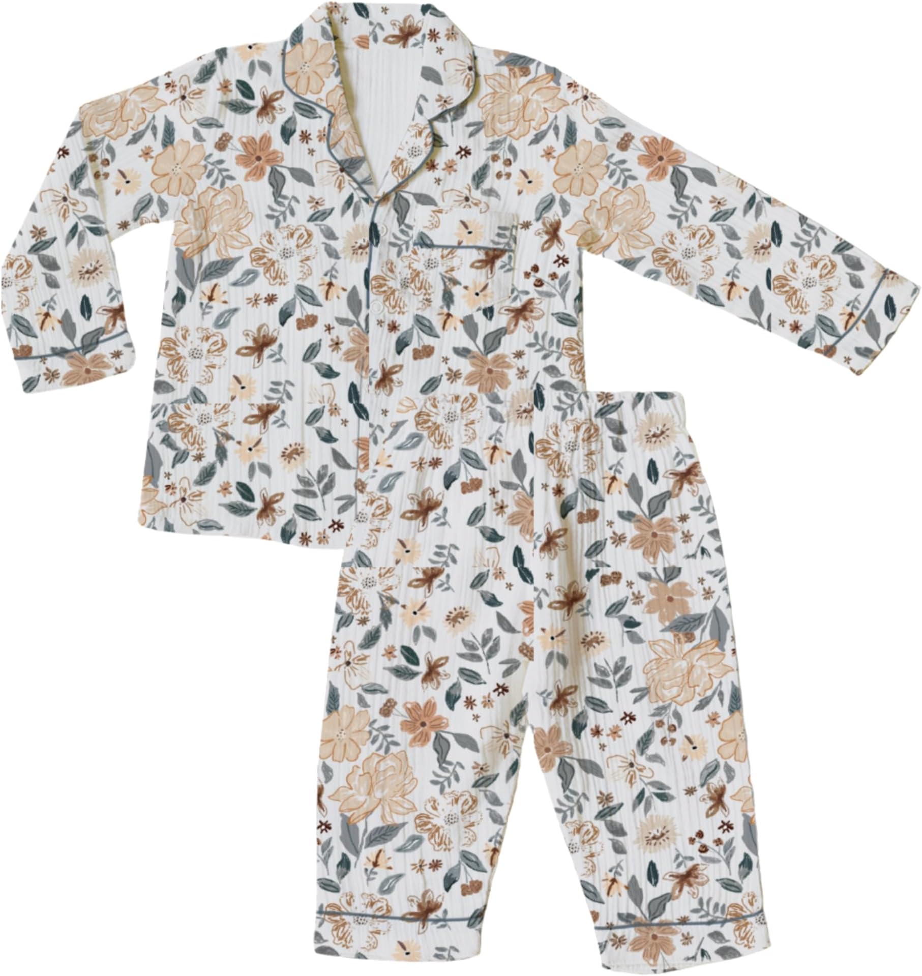 The Boo Boo ClubOrange Muslin Night Suit with Flower Print – Soft, Bright, and Cozy