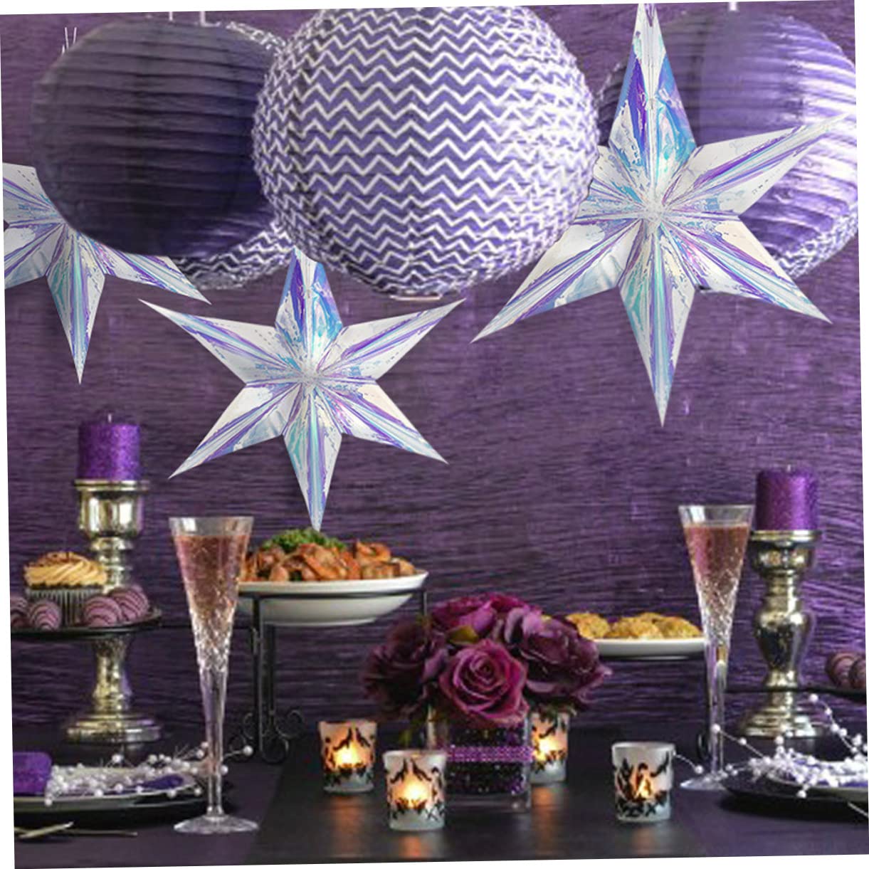 PRETYZOOM 3 Set Adorabili Ornamenti A Forma Di Stella A Sei Punte Decorazioni Per Feste Ornamenti Appesi Per Finestre Soffitti Alberi Di Natale 4 Pezzi*3