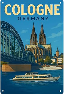 Cologne Germany Travel Poster Signs Posters Funny Metal Sign For Man Cave bathroom Farm Bedroom living room Kitchen Garage Wall Decor 8 * 12 Inch