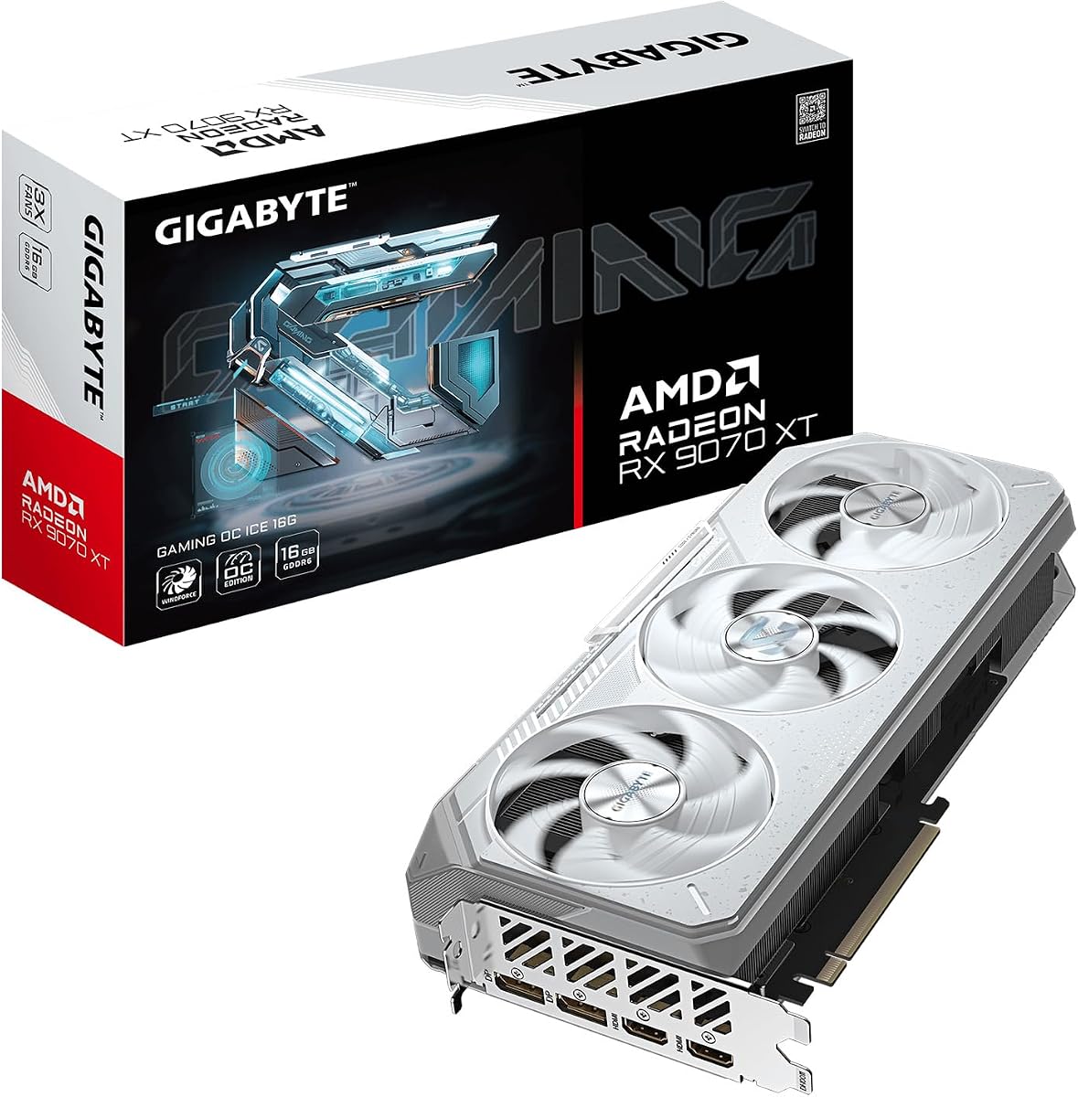Tarjeta gráfica Radeon™ RX 9070 XT Gaming OC ICE 16G (16 GB GDDR6, 256 bits, PCIe 5.0, HDMI/DP 2.1, ranura 2.7, ventilador Hawk, gel térmico de calidad de servidor, estructura reforzada)