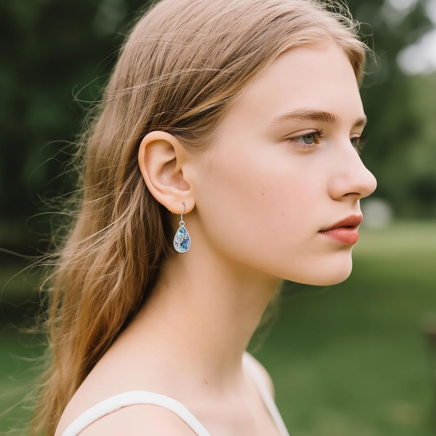 YAFEINI Dandelion Earrings 925 Sterling Silver Abalone Shell Dandelion Teardrop Earrings Jewelry Gifts for Women - Image 5