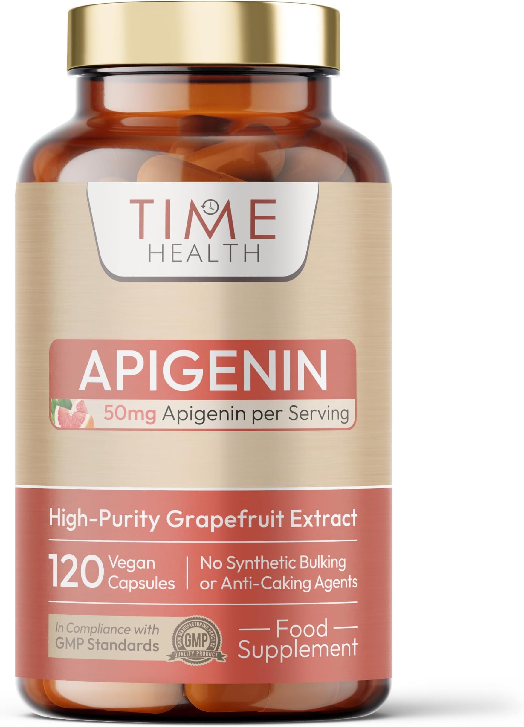 Apigenin - 50mg 98%+ Purity - Grapefruit Source - 120 Capsules - UK Made | Optimal Dose - Sleep & Relaxation Support - NAD+ Booster - GMP Standards - Zero Additives