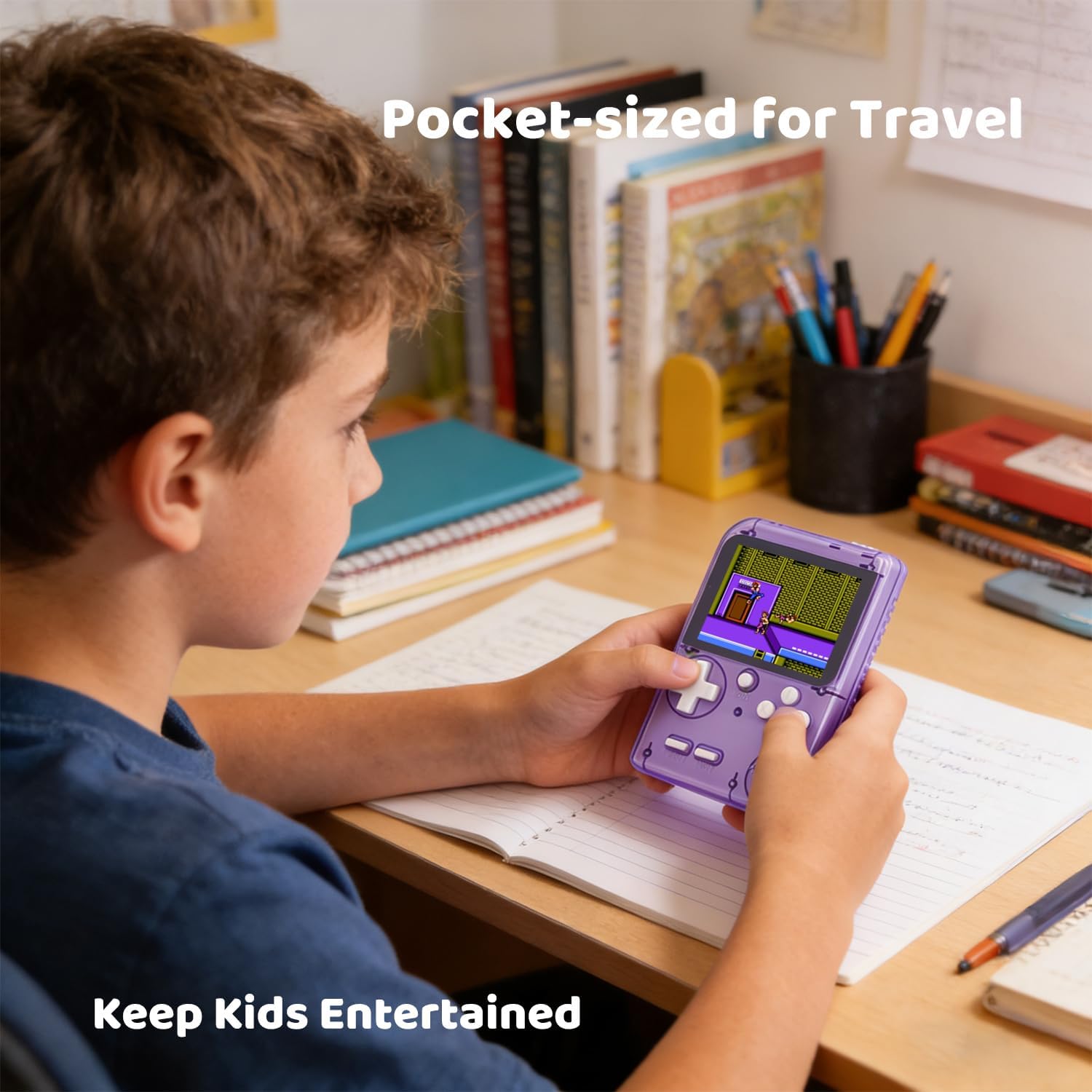 Kids Handheld Game Console Pre-Loaded 400 Classic Games, Portable Video Game Console with 2.8" Color Screen, Rechargeable Battery, Handheld Electric Game Console for Boys Girls (Purple) 5 71K0VBClXhL. AC SL1500