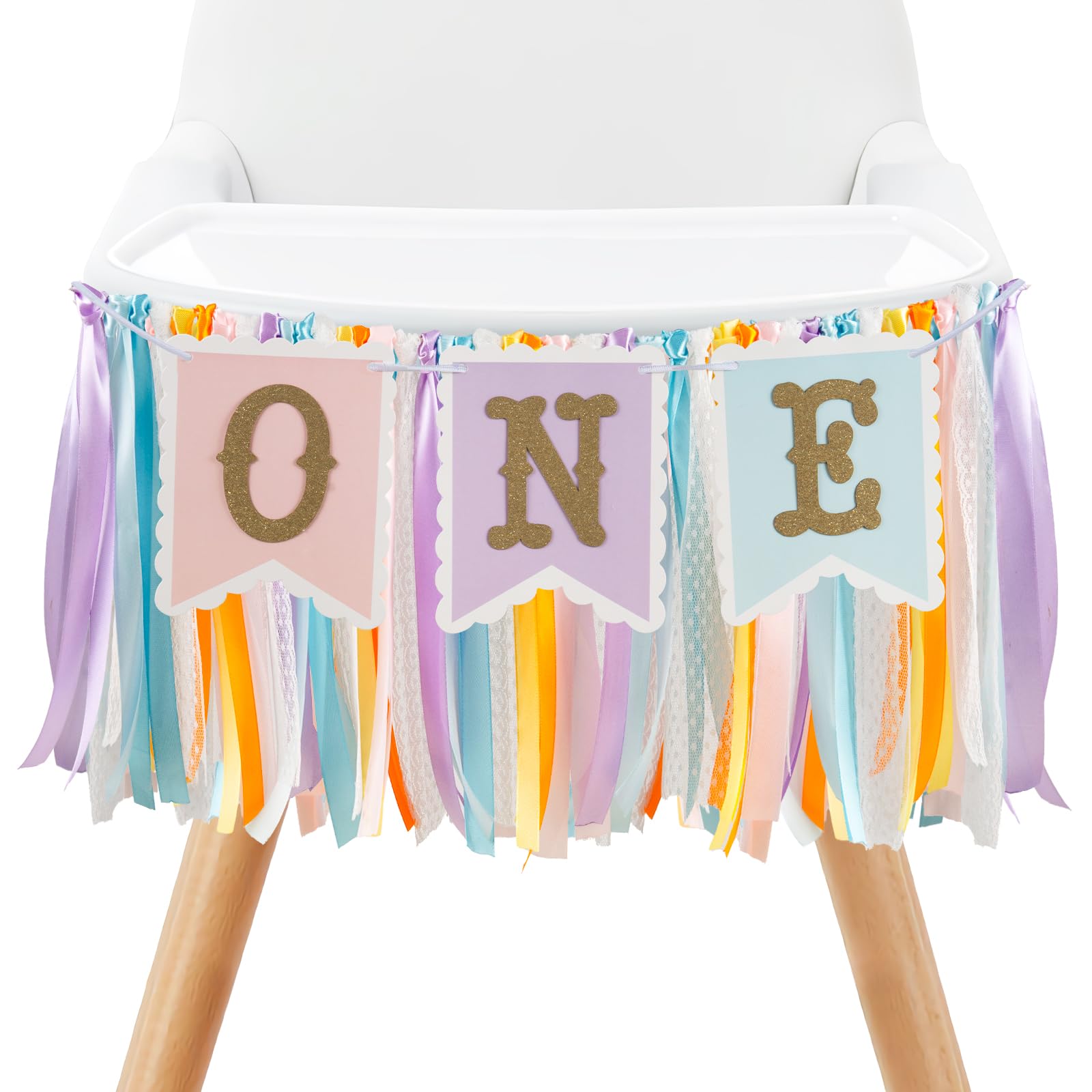 Rainbow High Chair Banner for 1st Birthday - Pre - Strung