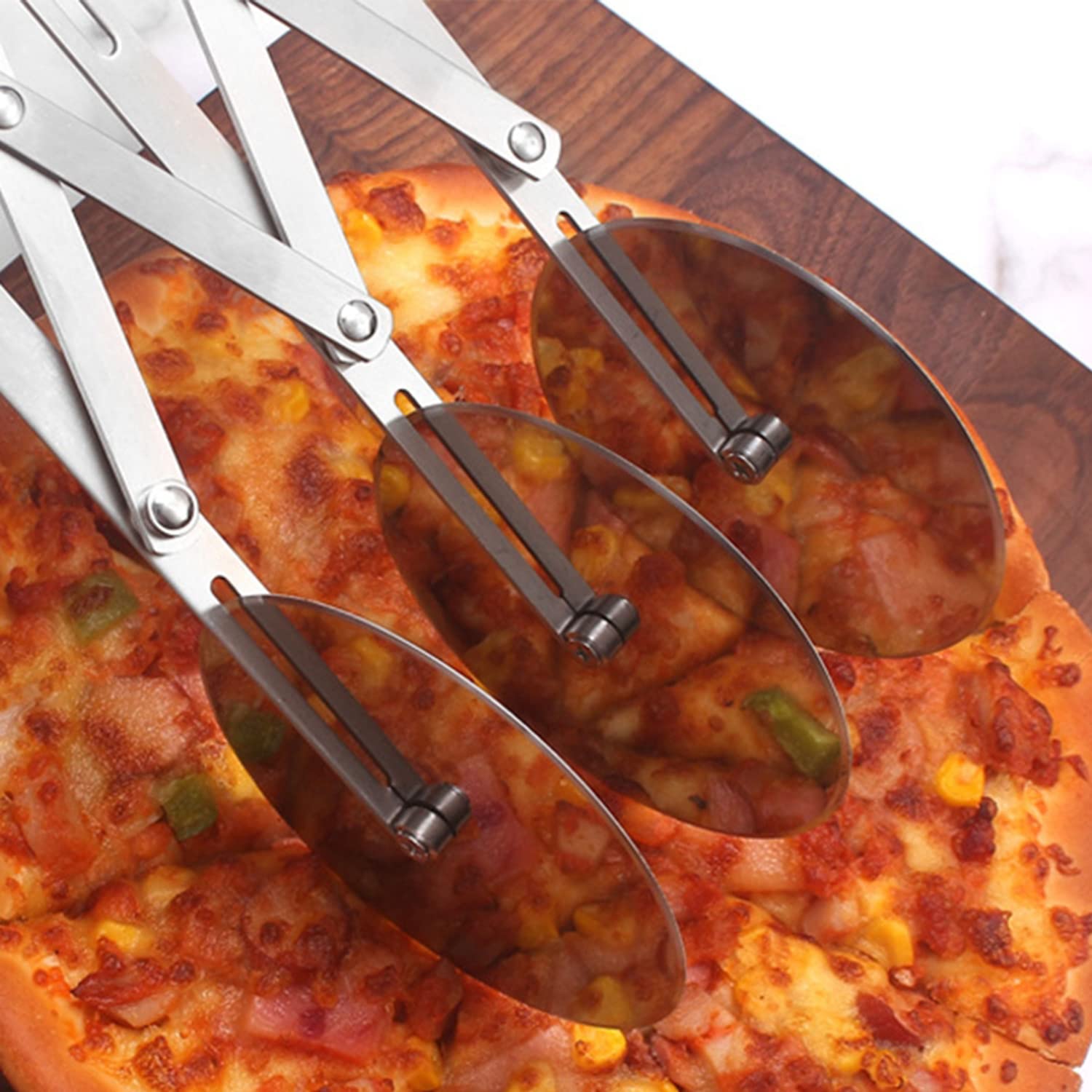 Tagliapizza Multiruota 7 In Acciaio Inox – Tagliapasta Regolabile Per Pizza, Torte, Waffle E Biscotti, Lama Affilata E Manico Lungo