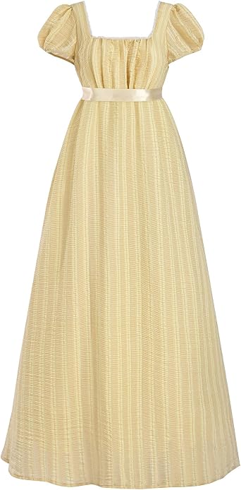 Regency Dresses for Women Empire Ball Gown Regency Era Sand M | Empire waist regency dress with satin sash, 1800s regency era victorian ball gown, for balls
