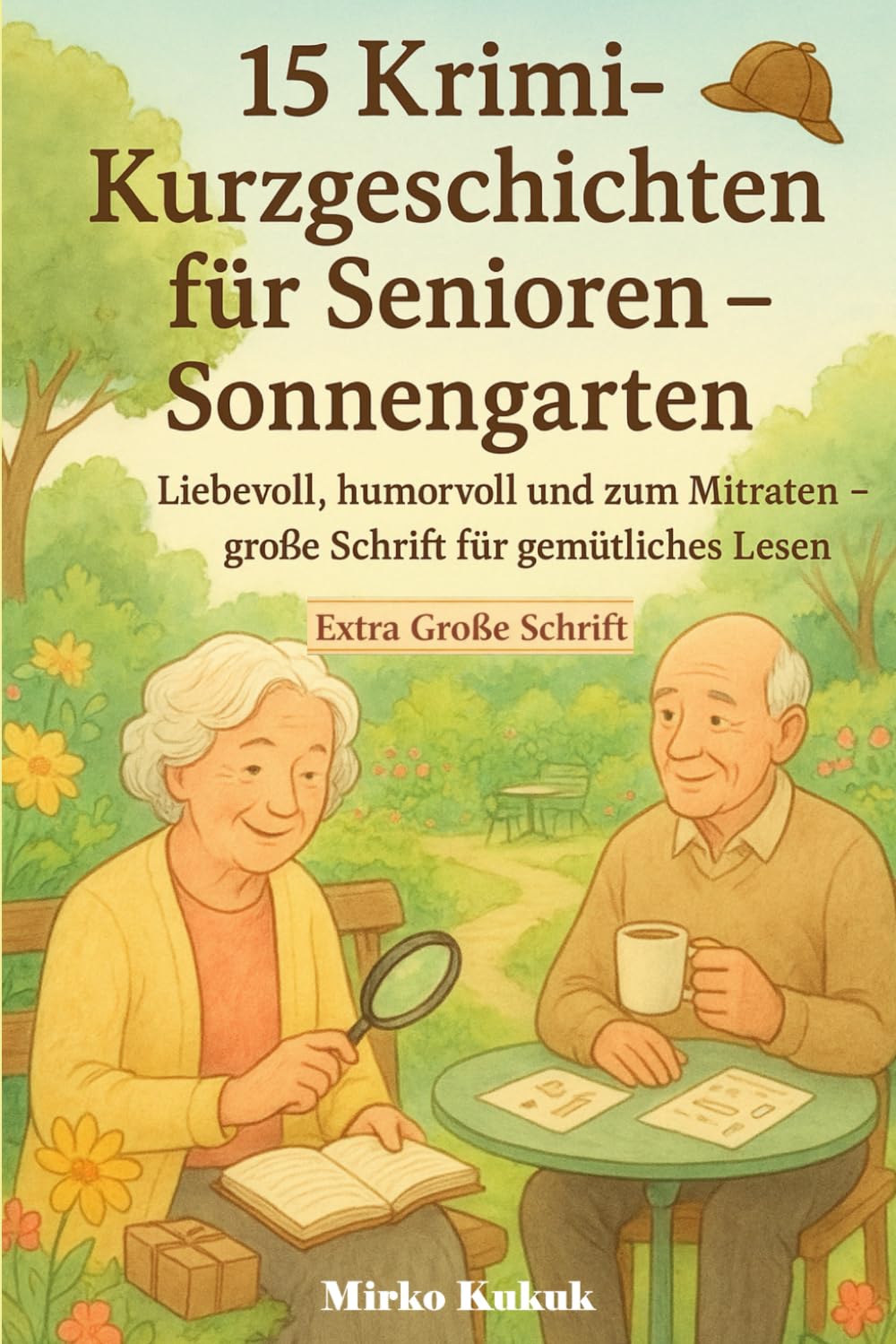 15 Krimi-Kurzgeschichten für Senioren – Sonnengarten: Liebevoll, humorvoll und zum Mitraten – große Schrift für gemütliches Lesen (Seniorenecke: Kurzgeschichten Mit Großer Schrift)