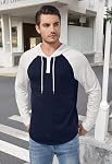 KUYIGO Pantalon à capuche homme manches longues Gym Pullover Sweatshirt à capuchon à capuchon avec manches contrastées, cordon de serrage et col bouton pour la gym, le voyage ou l'usure quotidienne décontractée