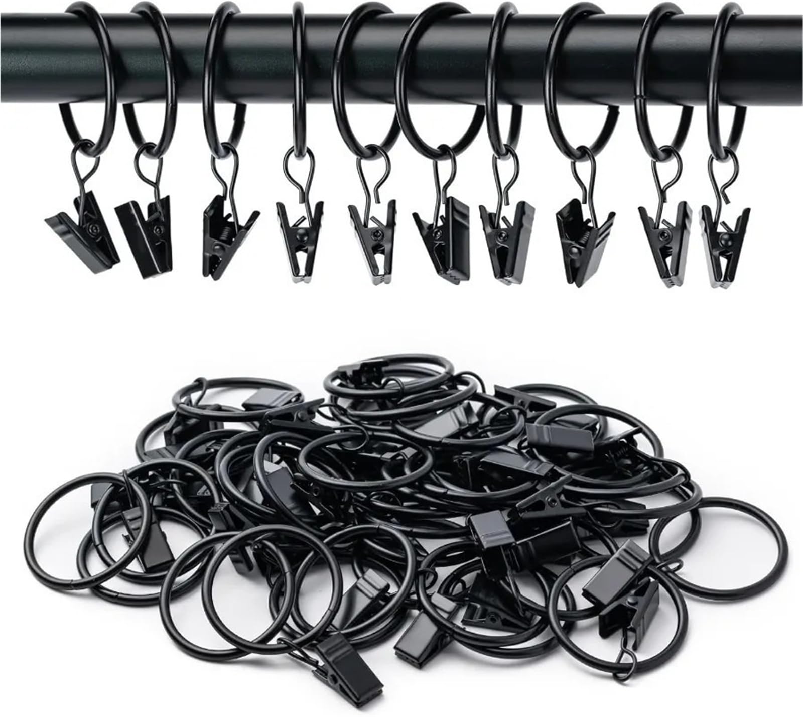 Shower Curtain Rings Curtain Rings Clips Shower Metal Photos Hanging Clamp Rod Clip Hanger Bathroom Hook(Silver-32mm,20pcs)