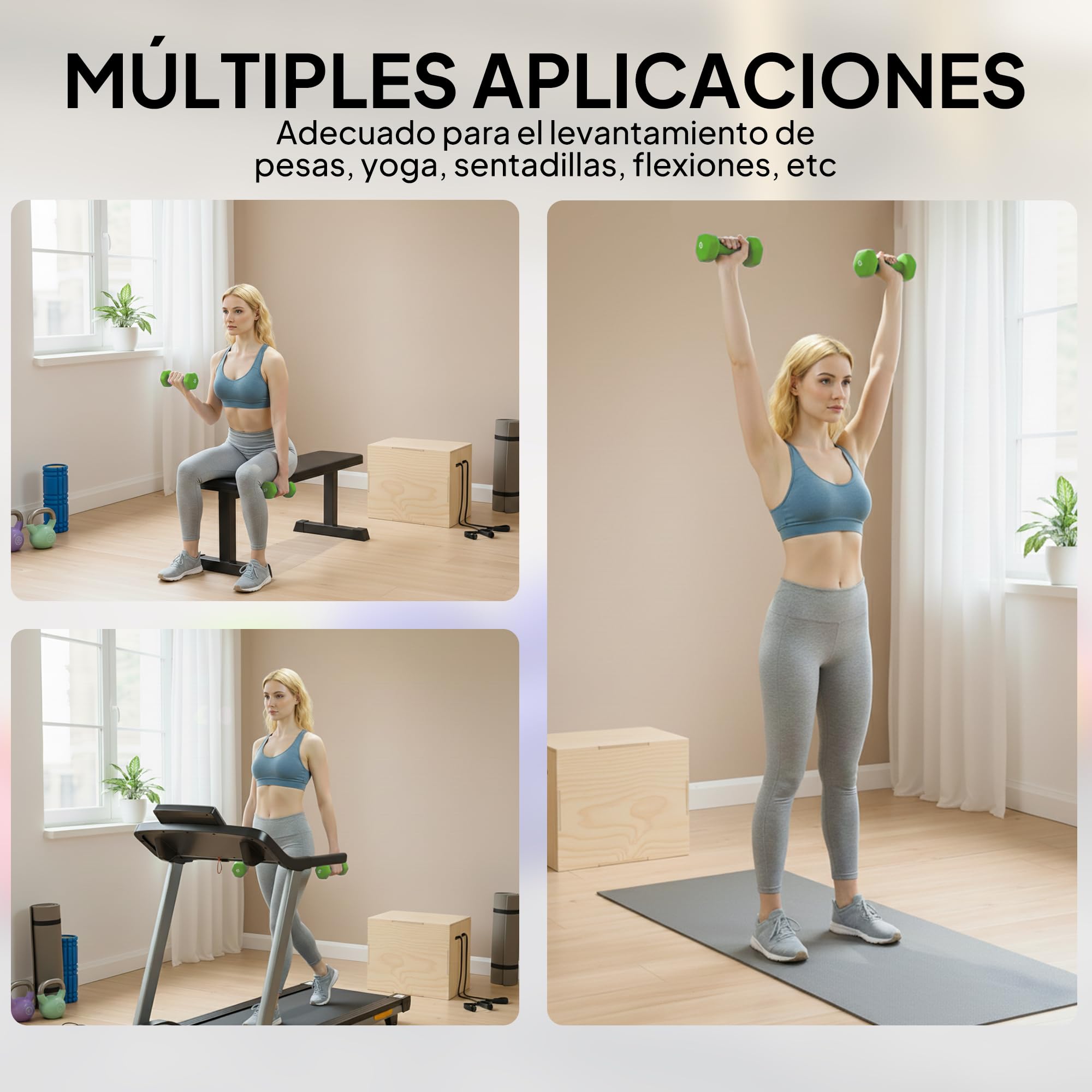 HOMCOM Juego de 8 Mancuernas Hexagonales 20 KG de 4 Pares 4 kg 3 kg 2 kg 1 kg Mancuernas de Neopreno con Revestimiento Antideslizantes Pesas para Gimnasio en Casa Ejercicio Entrenamiento Multicolor