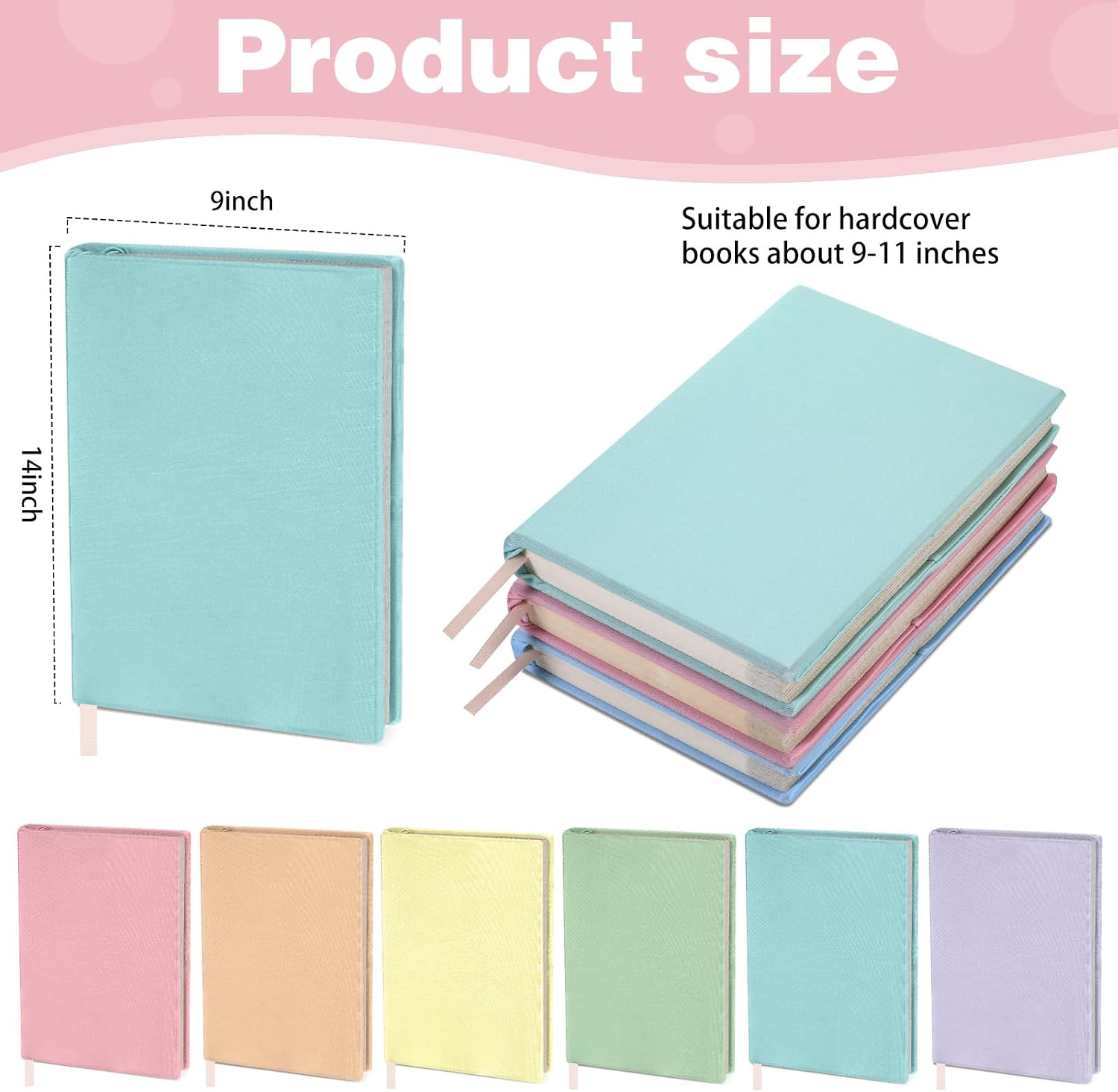 Gilprop 12 Pack Stretchable Book Covers, 9.06 x 14.57 Inch Washable Reusable Fabric Book Sleeve Covers Suitable for 9-11 Inch Hardcover Textbooks Notebook Protection (Fresh Colors)