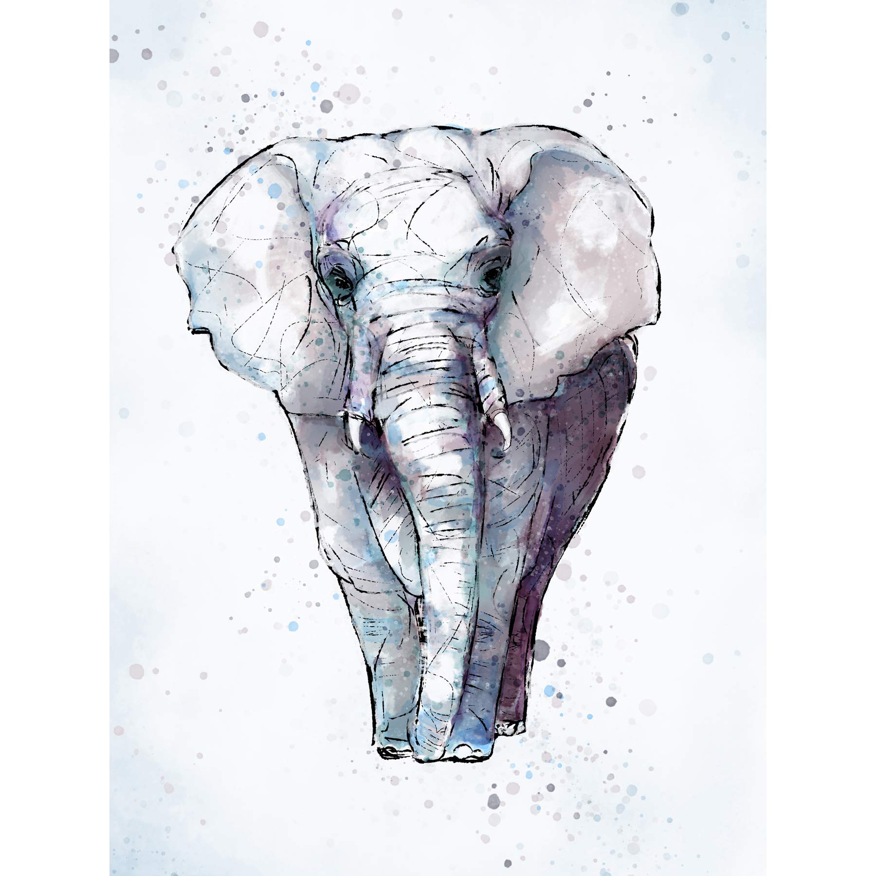 Wee Blue Coo African Elephant Watercolour Large Wall Art Poster Print Thick Paper 18X24 Inch