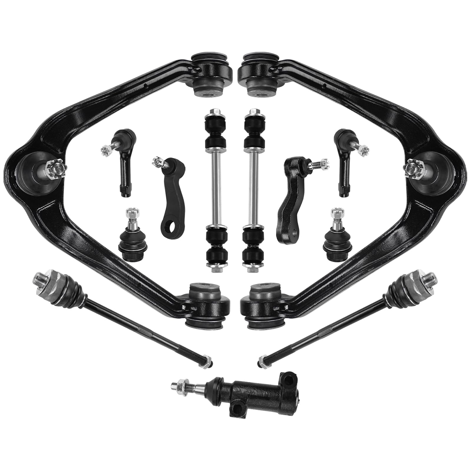 HAWK BROTHER Control Arm, Ball Joint Sway Bar Pitman Arm Tie Rod End 13PCS Front Suspension Kit Compatible With Cadillac Escalade Chevrolet Silverado