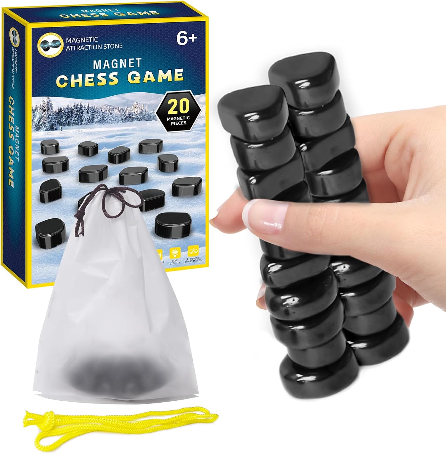 Magnet Game, Magnetic Game with String for Kids and Adults, Magnet Chess Game for 2 Player, 10 Min Play-Time, Board Games for Family Night, Travel-Friendly