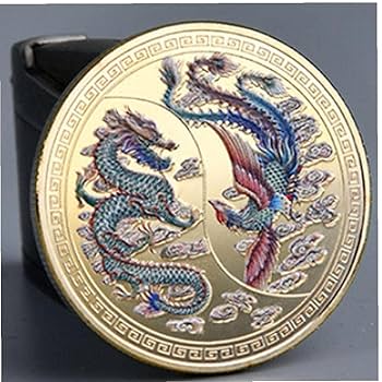 Amazon.co.jp: 記念コイン 龍鳳 幸運 お守り お土産