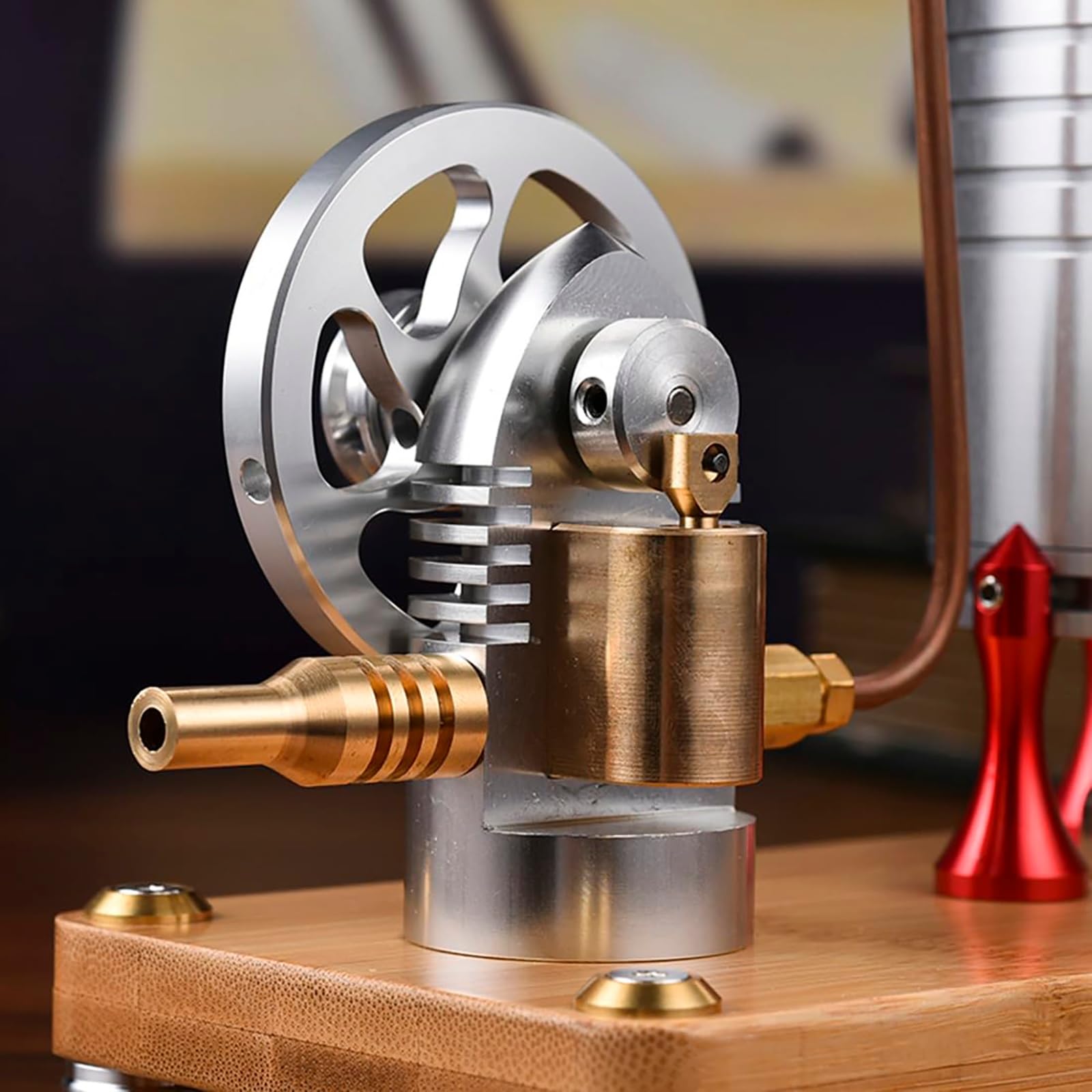 Mini metalowy zestaw silników parowych, retro pionowa maszyna z podstawą, pojemność 167 ml, edukacyjny prezent naukowy dla dzieci i dorosłych