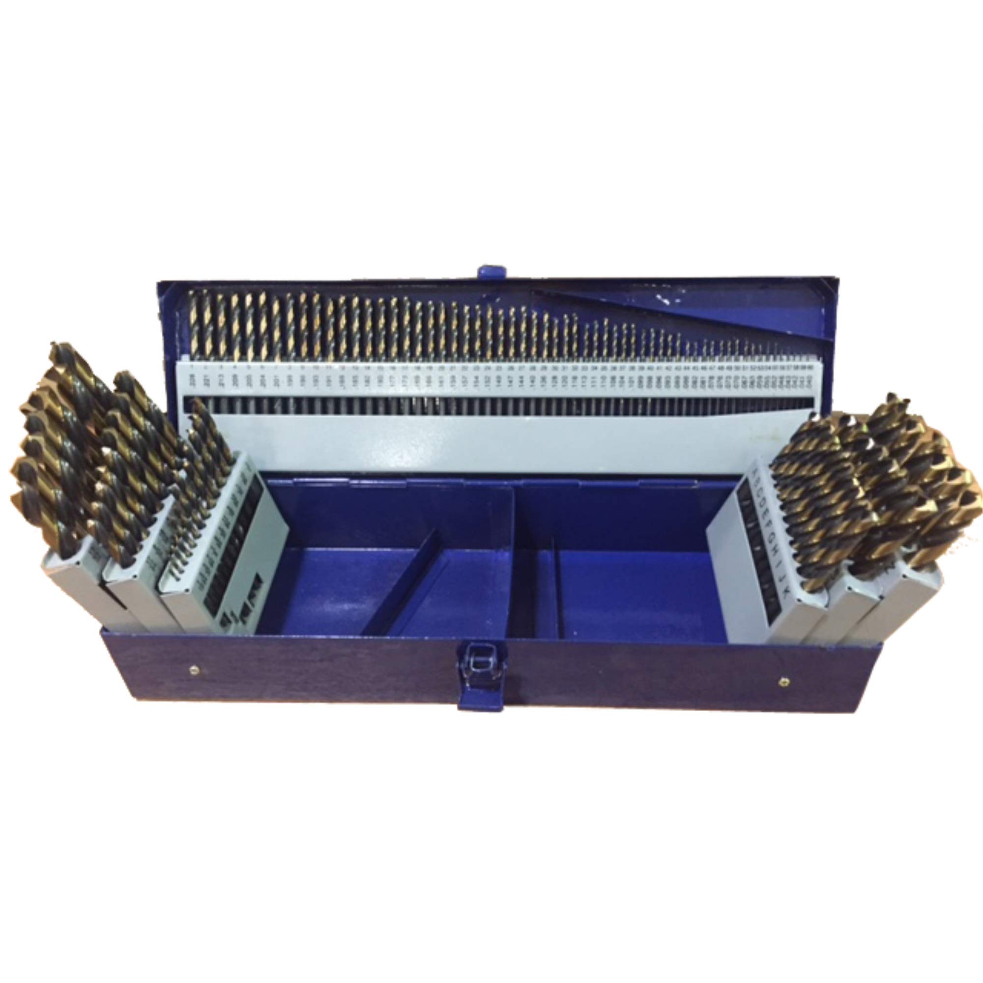 Drill America 115 Piece Heavy Duty High Speed Steel Drill Bit Set with Black and Gold Finish (1/16"-1/2", A-Z, 1-#60), KFD Series