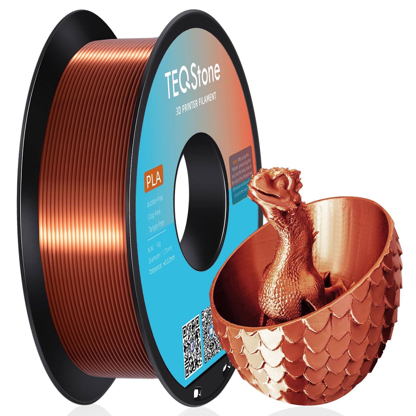 TEQStone PLA Filament 1,75mm Sauber Gewickelt, Maßhaltigkeit +/-0,02mm Vakuumverpackung
