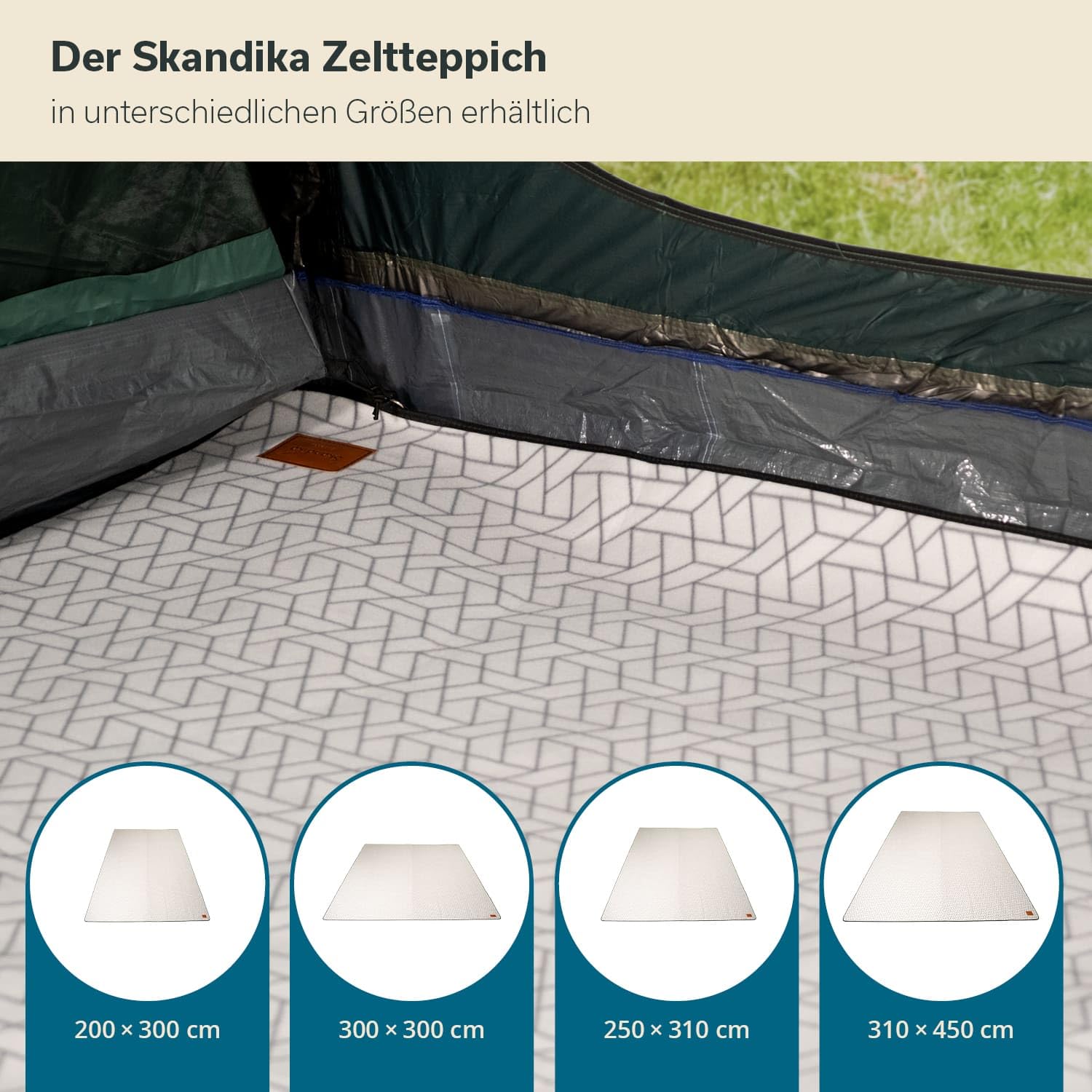 skandika Alfombra para Tienda de campaña | Outdoor, con Forro Polar Suave al Tacto, Resistente a la Intemperie y al Agua, con Bolsa de Almacenamiento (300 × 300 cm)