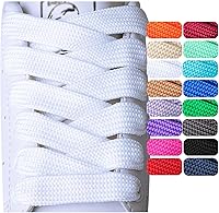 Olukssck 2 Pairs Fat Shoe Laces 5/8" Wide - Thick Athletic Shoelaces for Sneakers, Running Shoes, High Tops - Retro 80s Style