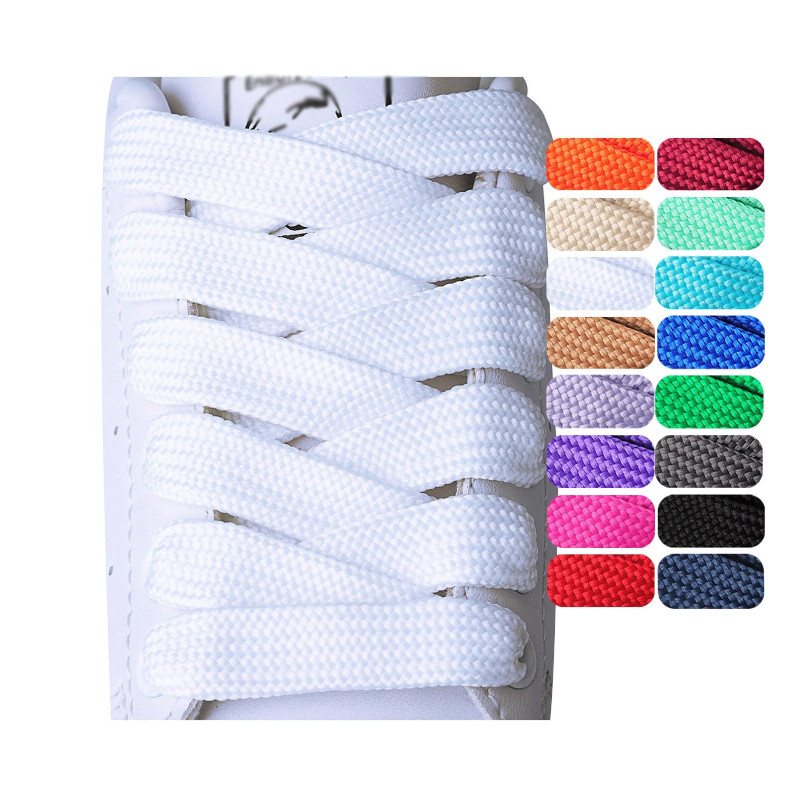 Olukssck 2 Paris Fat Shoe Laces for Sneakers, 5/8" Wide Athletic Shoelaces