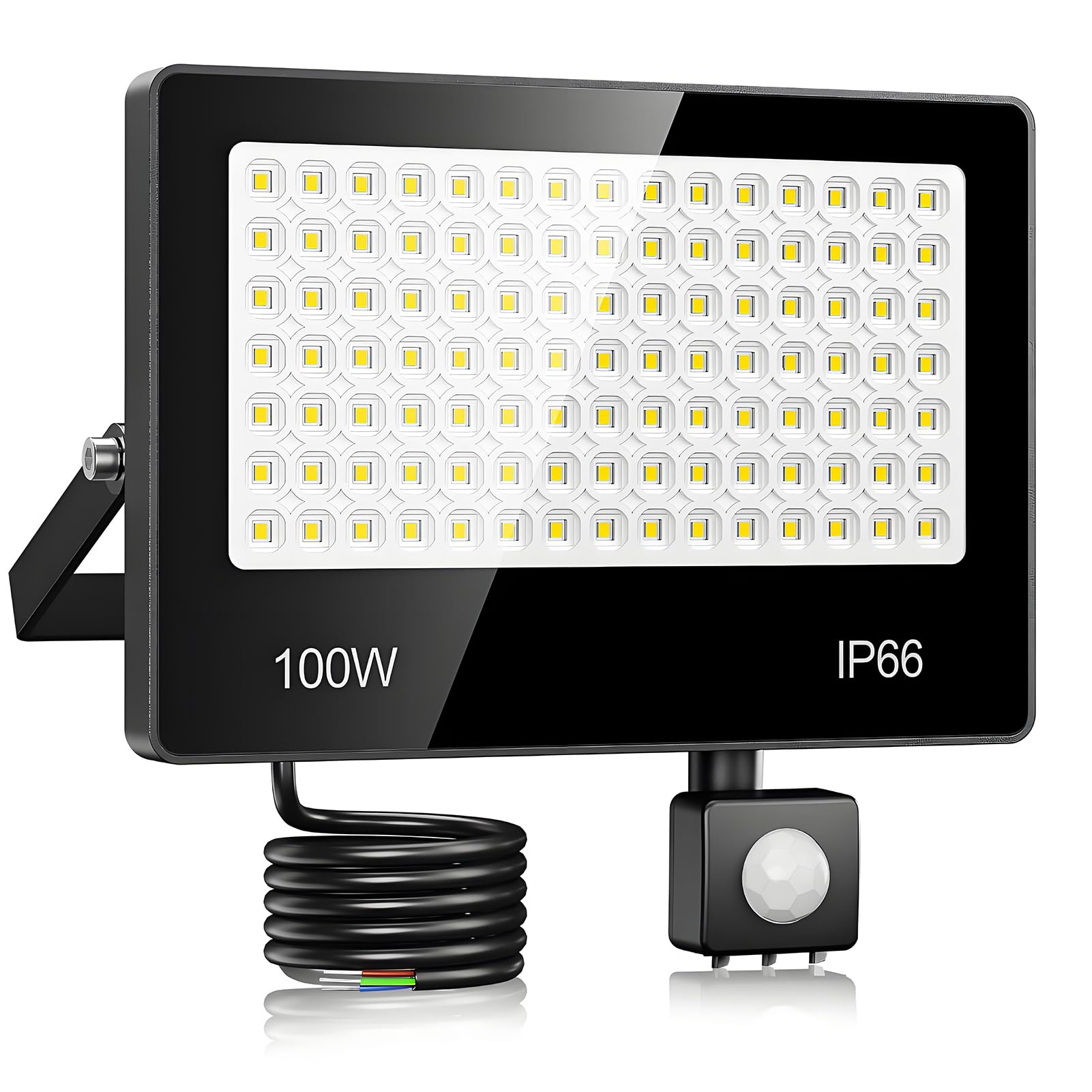 Faretto LED da Esterno Con Sensore Di Movimento 100W - 10000LM 6500K Bianco Faro LED Esterno Con Sensore Movimento, IP66 Impermeabile Luce Di Sicurezza per Cortile, Giardino, Garage
