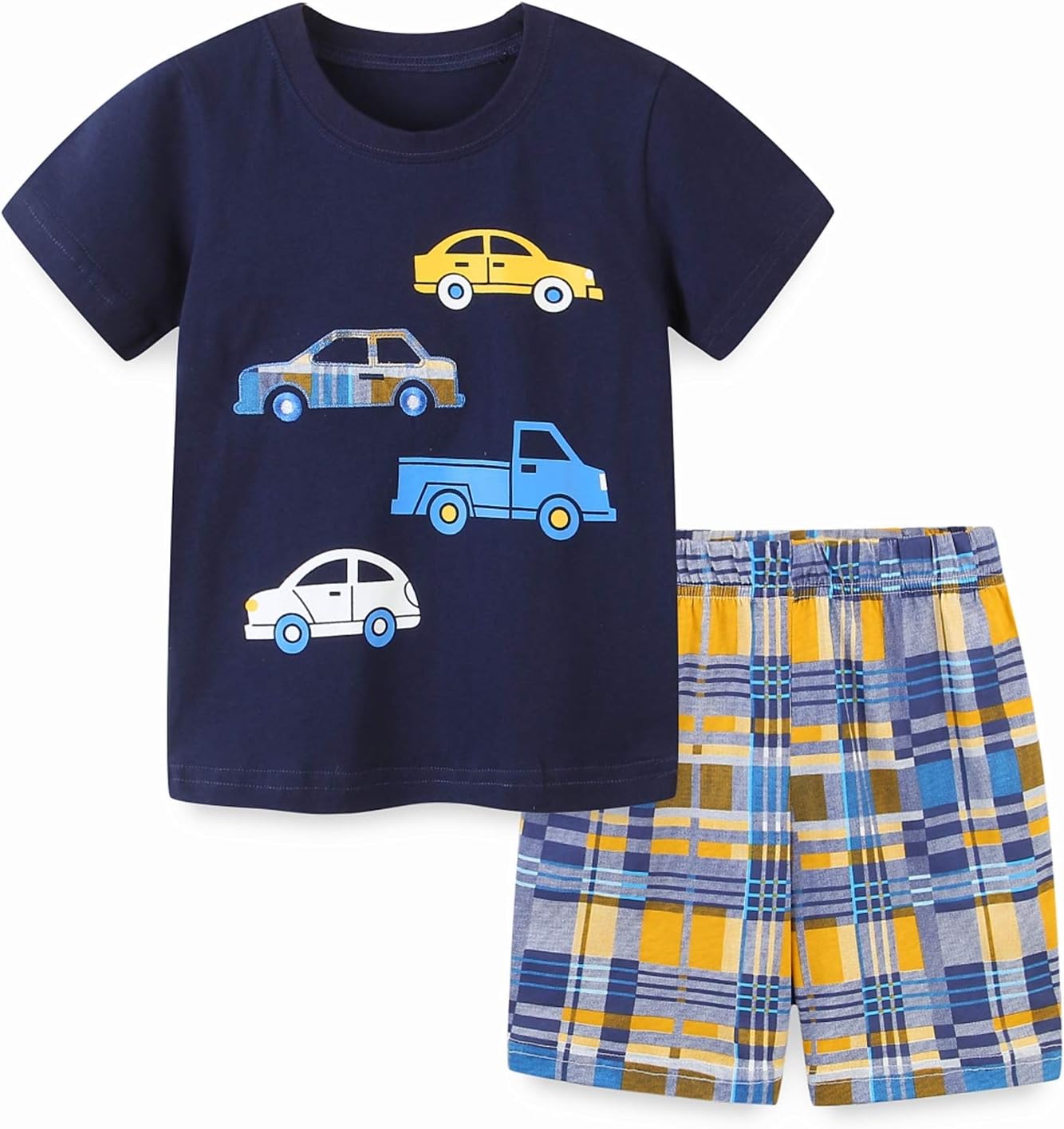 HILEELANGToddler Boy Summer Short Sets Outfits Cotton Casual CrewNeck Short Sleeve Playwear Clothes Sets