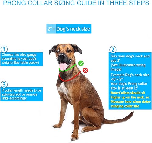 Miniatura 4 de Collar de punta para perro, collar de entrenamiento para perros con clip de liberación rápida, eslabones ajustables de acero inoxidable con puntas