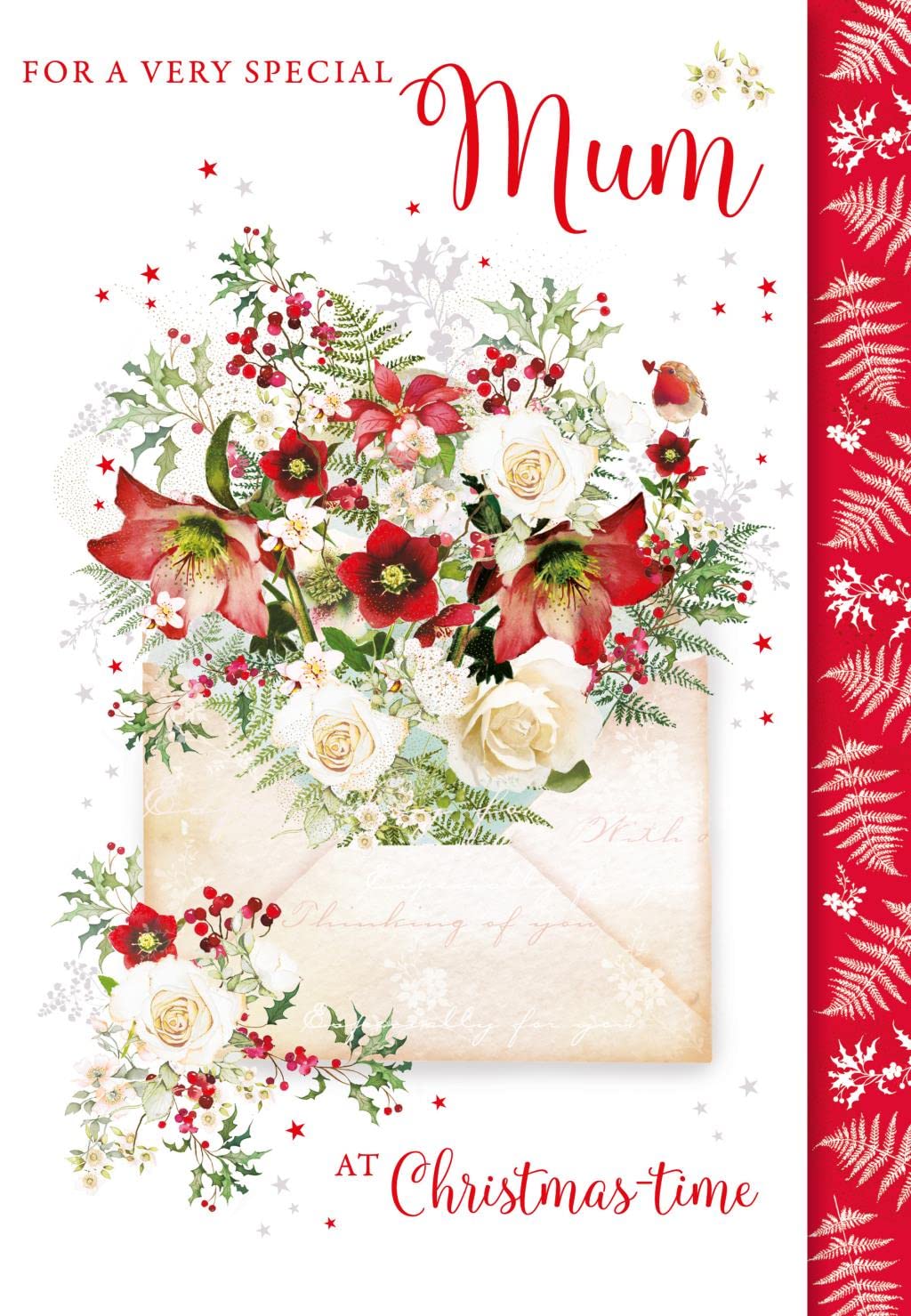 Nigel Quiney Artistic Christmas Greeting Card - Very Special Mum - Pretty Floral Envelope Illustration - With A Foil Finish - From The Pizazz Range, Multicoloured, 158 x 228mm