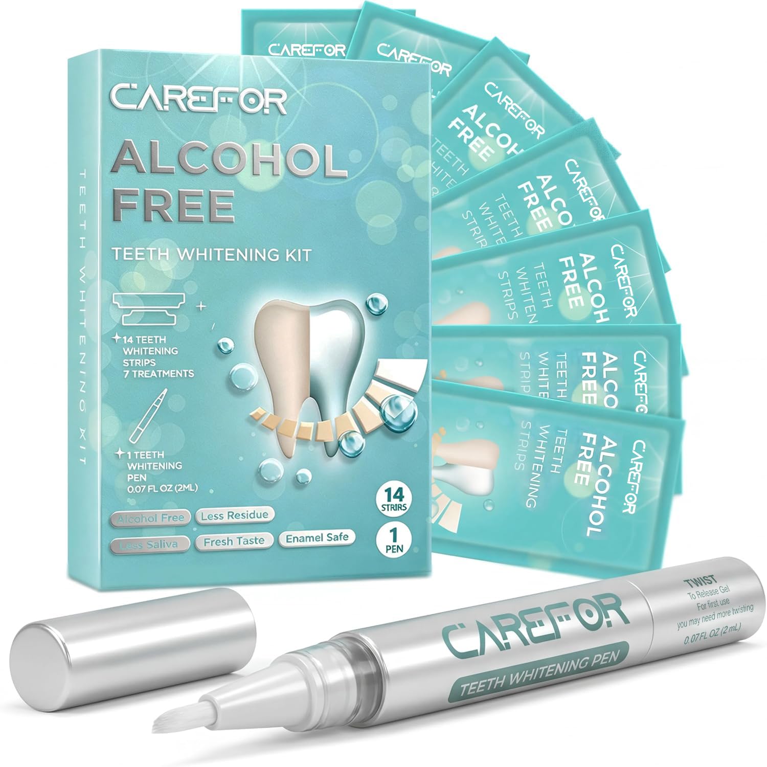 Teeth Whitening Strips Kit Enamel-Safe Effectively 14 White Strips &amp; 1 Pen