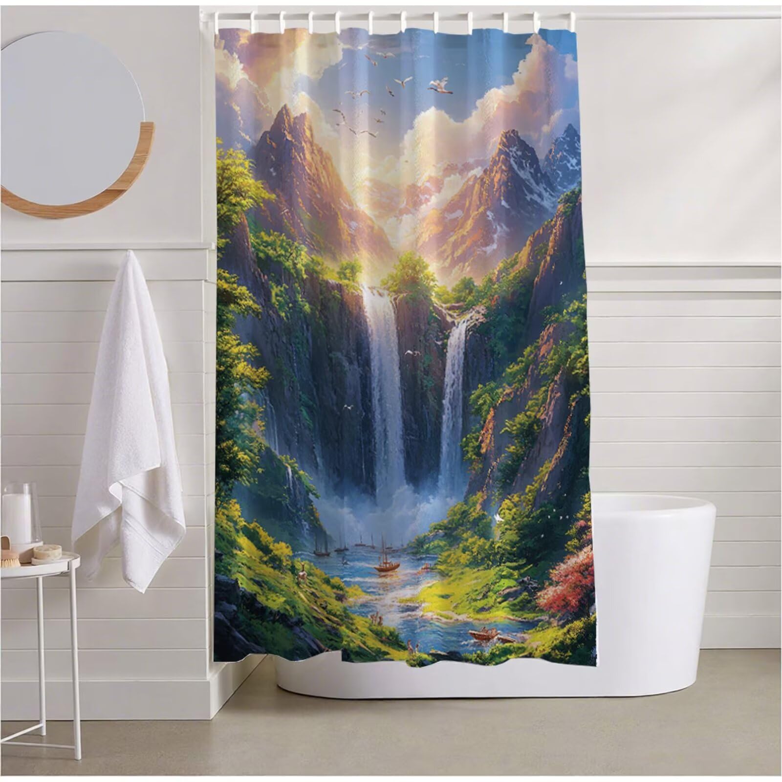 Rideau de douche 120 x 200 imperméable anti-éclaboussures en polyester résistant
