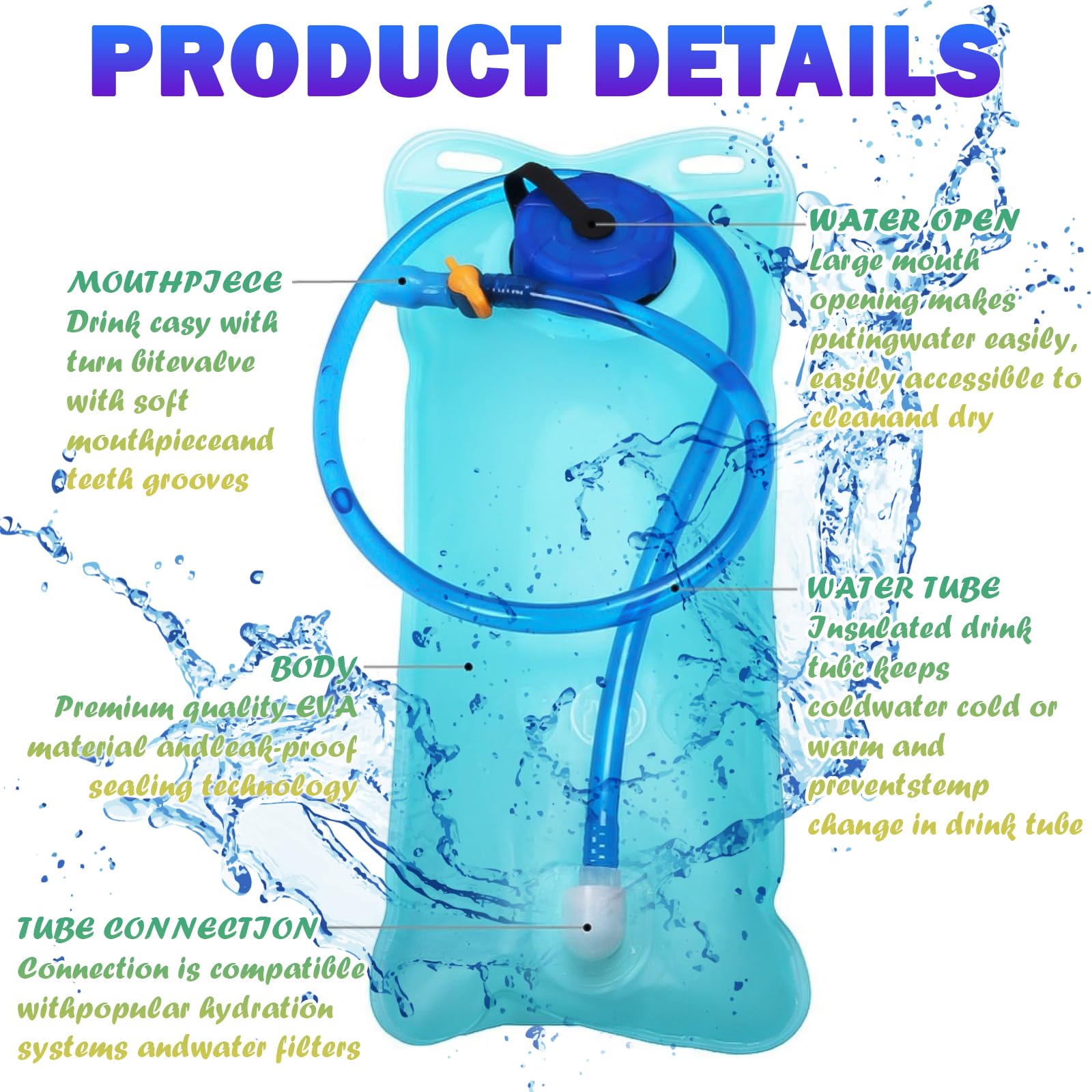 DKDDSSS 2 Piezas Bolsa De Agua para Mochila Hidratación 2 L, Vejiga de Hidratación, Bolsa de Hidratación, Desmontable Apertura Grande Bolsa Hidratación para Ciclismo Senderismo Excursionismo Camping
