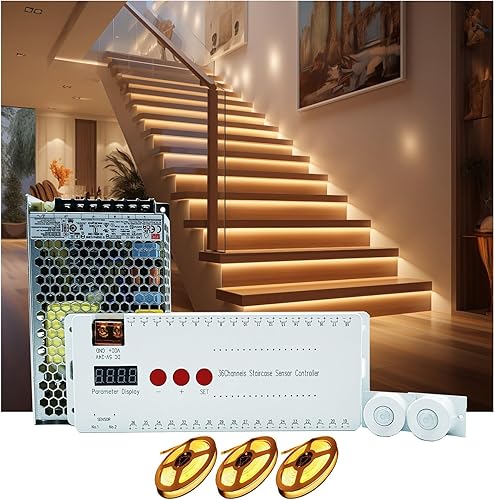 Luces LED con sensor de movimiento para escaleras interiores, kit de luces inteligentes para escaleras de 12 escalones, tira de luces de 40 pulgadas