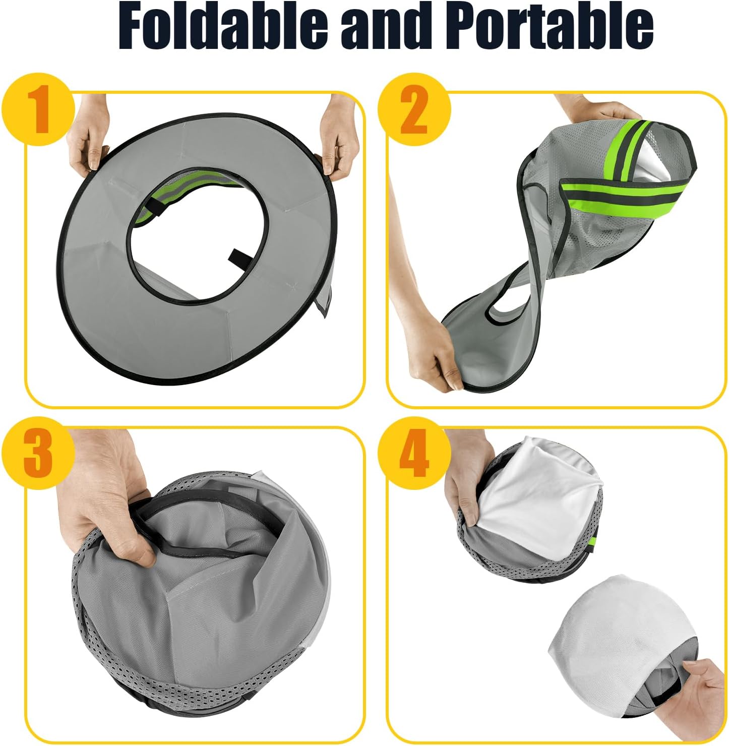 Jspupifip 20 Pack Hard Hat Sun Shade Full Brim Sun Shield High Visibility Visor with Reflective Strip for Hard Hat Accessories Construction Sites