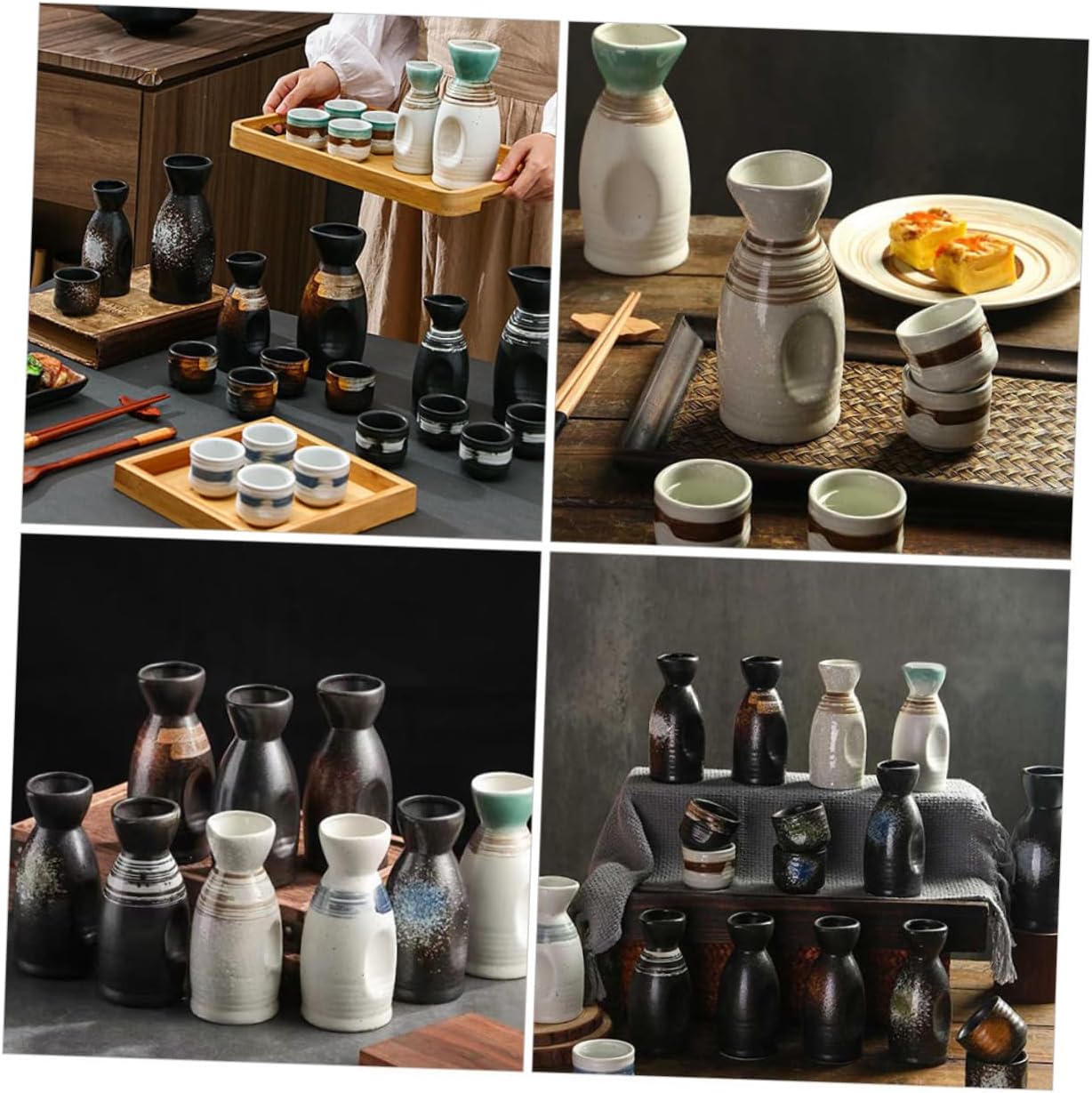 1 Set Sake Jug Set Japanese Style Sake Kettle Japanese Sake Jar Cups Kit Holder Decor Terrarium Container Sake Glasses Portable Wine Cups Sake Tea Vintage Ceramics,Colorful (Assorted Color)