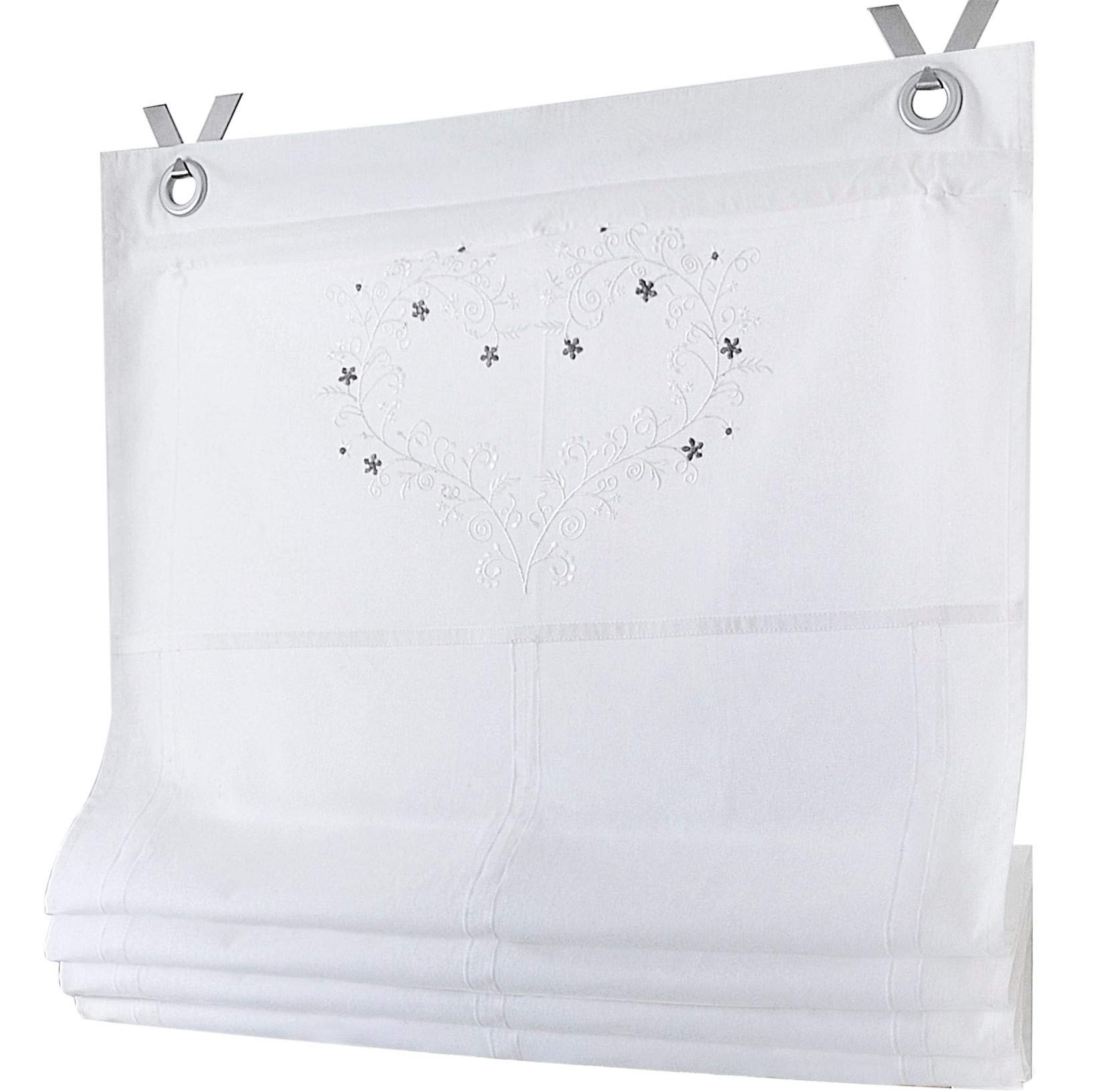 Kutti Store Bateau Svea Romantique cœur oeilets sans perçage Blanc 60 x 140 cm (L x H)