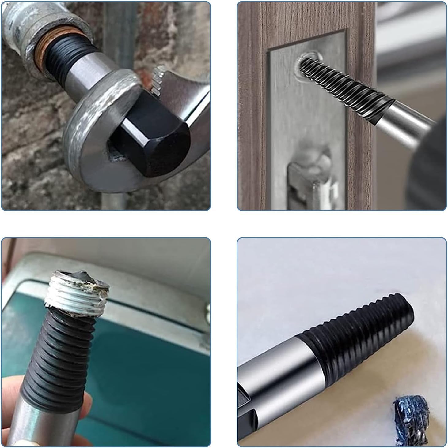 Extractor de roscas de tubería, extractor de tornillos pelados, 8 piezas, 4 mm-25 mm, herramienta de extracción de tuberías, juego de extractores fáciles de extraer, extractor de tornillos de tuberí
