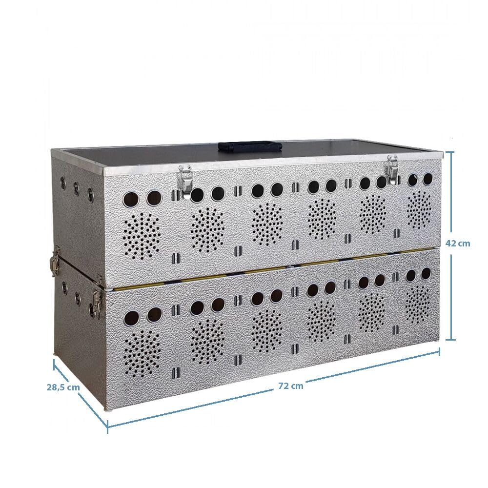Breker Aluminium Transportbox für Kleintiere – 12 Abteile (2x6) – Transportkorb mit Einzelverschlüssen – leichte & stabile Tiertransportkiste für Kaninchen, Nagetiere & Geflügel – hygienisch & robust