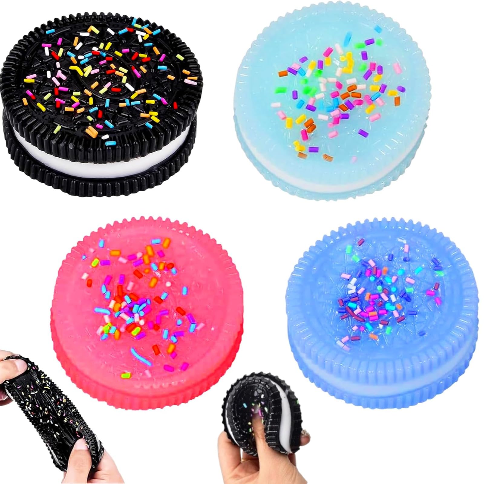 2 Squishy Kekse Anti-Stress Spielzeug - Ultraweiche Quetschfiguren Schwarz & Lila