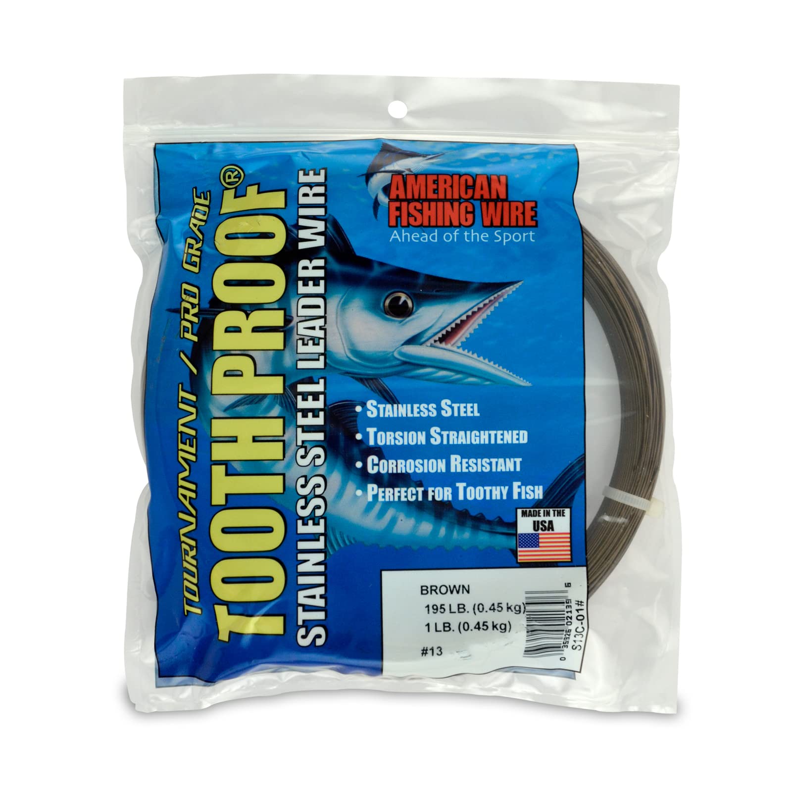 AFW Tooth Proof Fishing Wire Single Strand Leader, Bright and Camo