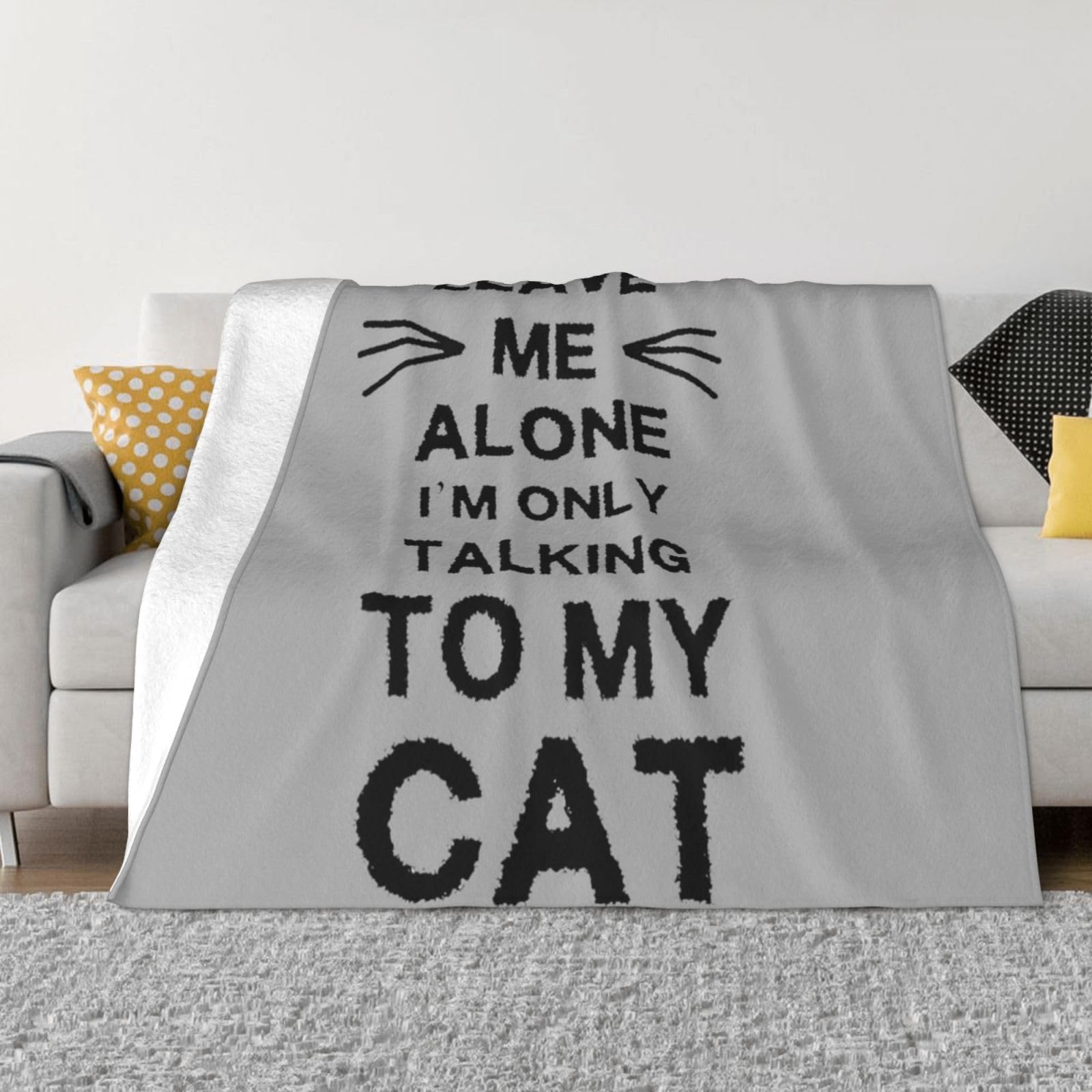 Zorin Black Flannel Fleece Throw Blanket 50"X40" 3D Printed Leave Me Alone I'm Only Talking To My Cat Ultra-Soft Blankets For Rooms Travel,Campingbedroom
